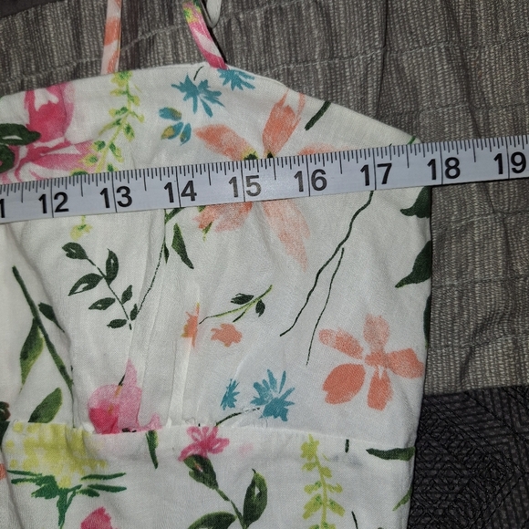 Mi Ami Floral Linen Blend Mini Dress Large Franscesca's Boutique Adjust Strap - Picture 11 of 13